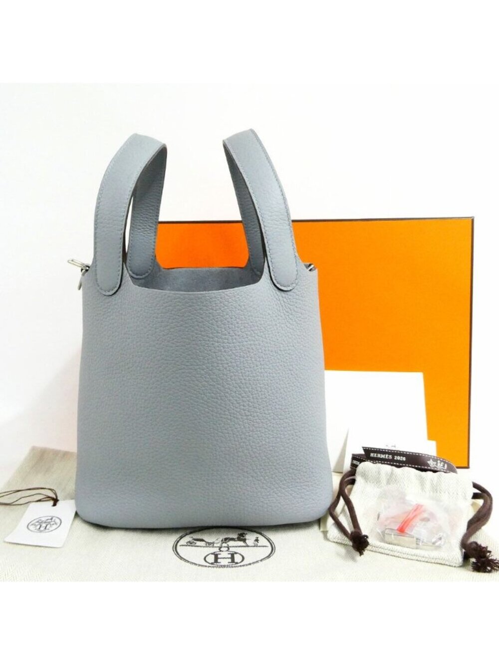 Hermes Picotin Lock PM 18 Gris Perle Taurillon Clemence Silver Handbag - Picture 10 of 10